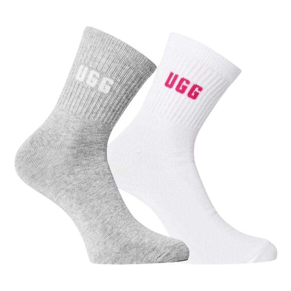 UGG Accessories - UGG Unisex Adult Quinlin Logo Socks (Pack of 2) / White/Gray
